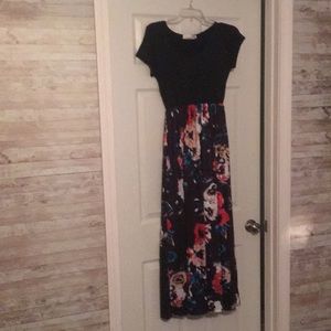 Black and floral maxi dress